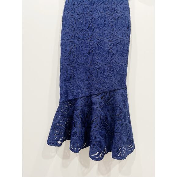 Kay Unger Portia Tea Length Dress in Midnight Blue - Picture 11 of 16